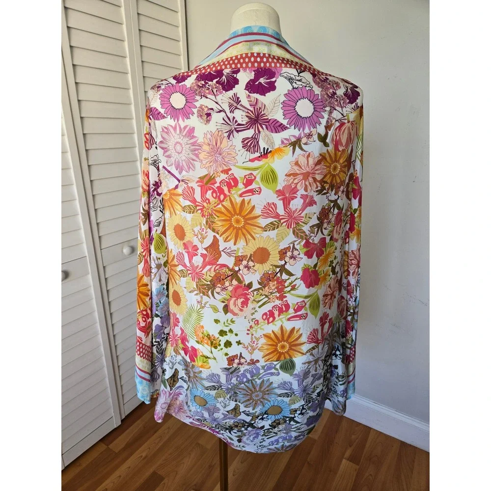 Rachel Zoe Floral Cocoon Kimono Coverup OS Boho Resort Romantic Chic Art Teacher